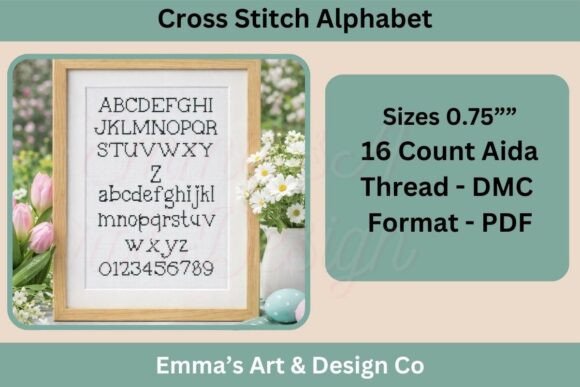 Alphabet Cross Stitch Pattern PDF for Boutique Apparel