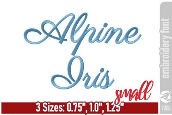 Alpine Iris Script Embroidery Font - S for Business Merch