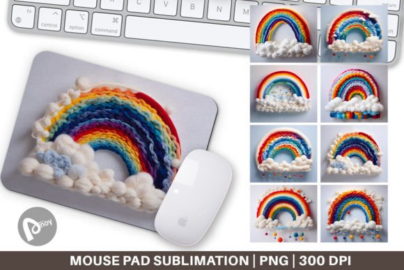 Mouse Pad Rainbow Embroidery